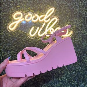 Pink Wedge Sandals